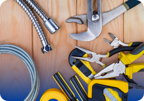 An assortment of tools on a workbench