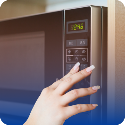 A microwave oven on a kitchen countertop, highlighting its features for homeowners seeking appliance error codes.